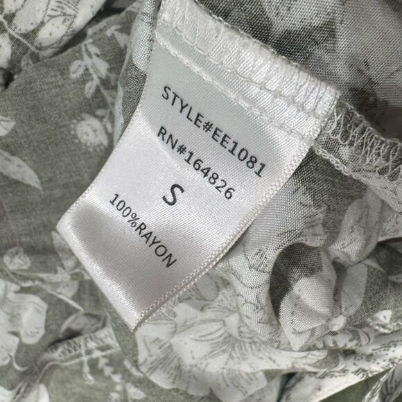 Elloh Light Olive Floral Ruffle Strap Jumpsuit Women’s Small - Picture 4 of 5